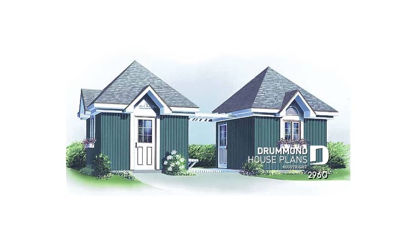 front - BASE MODEL - Double shed plan providing two distinct storage areas - Merisier
