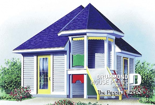 front - BASE MODEL - Small garden shed plan with play area for children - The Pippin