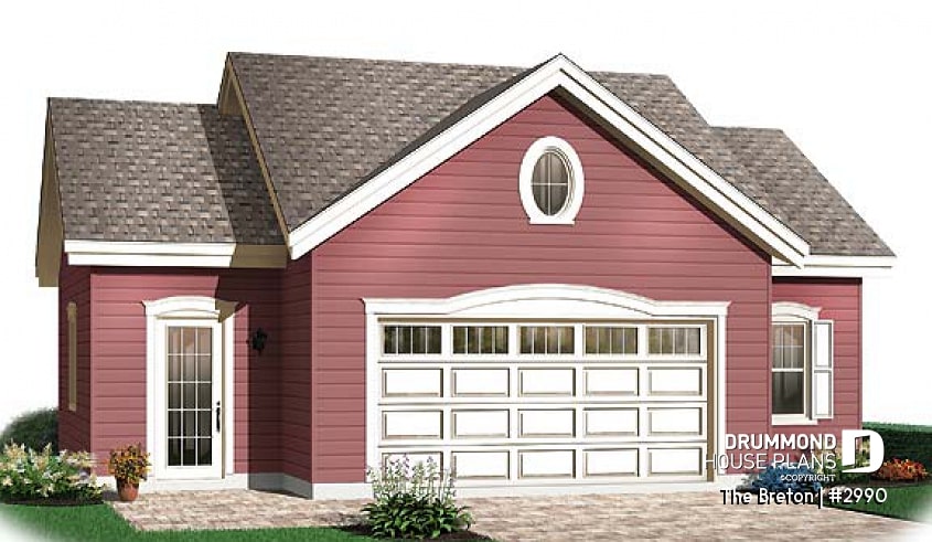 front - BASE MODEL - Spacious 2-car garage plan available in blueprints and PDF - Breton