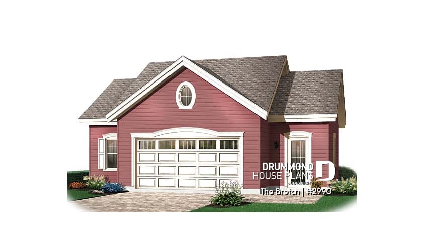 front - BASE MODEL - Spacious 2-car garage plan available in blueprints and PDF - Breton