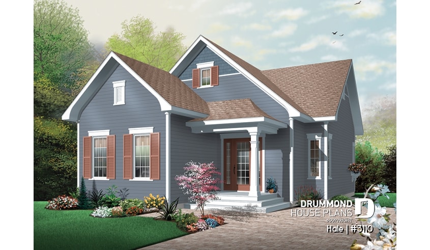 front - BASE MODEL - Spacious 2 bedroom Cape Cod with fireplace, ideal for narrow lots, great open kitchen / living concept - Hale