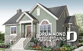 front - BASE MODEL - Affordable 2 bedroom one-storey country style house plan, finished basement (2 more beds), screened in porch - Killarney 2