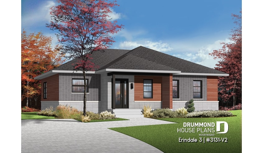 front - BASE MODEL - Open concept modern bungalow with 2 large bedrooms, great open floor plan concept - Erindale 3