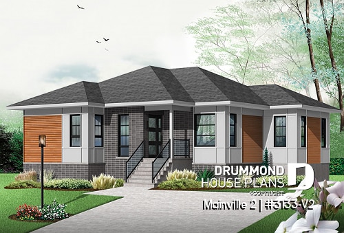 front - BASE MODEL - Modern house plan with great kitchen island and open floor plan concept, lots of storage - Mainville 2