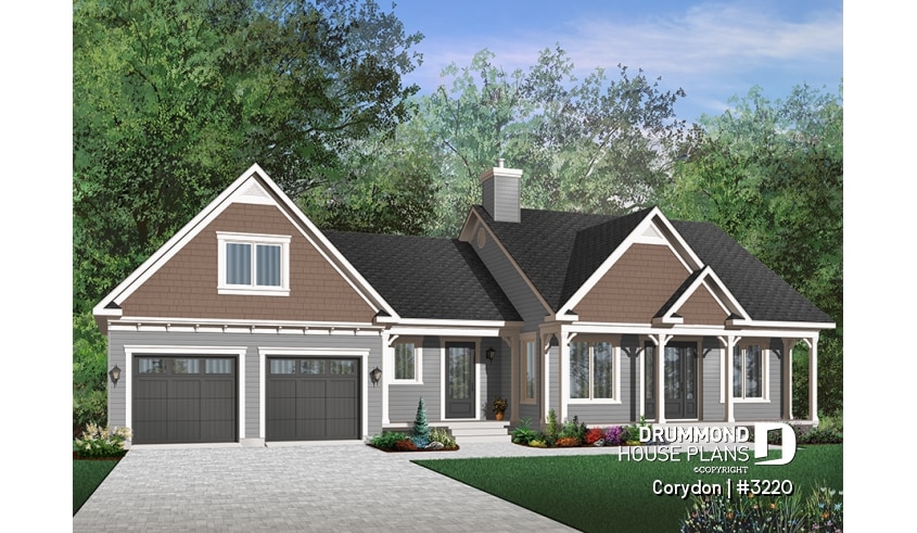 Color version 8 - Front - Affordable Craftsman home with unfinished basement, and 2-car garage - Corydon