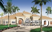 front - BASE MODEL - 3 bedroom mediteranean luxury house plan with 10' ceilings, formal dining and living room, garage - Vernon