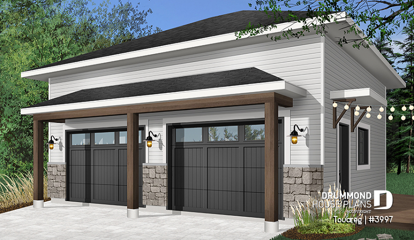 Color version 7 - Front - Two-car garage design, modern rustic style, 12' ceiling high. - Touareg