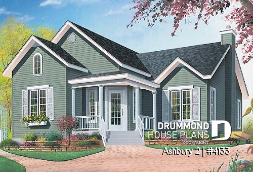 front - BASE MODEL - Country style bungalow, affordable building costs, 2 bedrooms - Ashbury 2