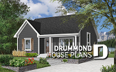 Color version 4 - Front - Small and affordable bungalow house plan, 2 bedrooms, cathedral ceiling, closed foyer - Fletcher