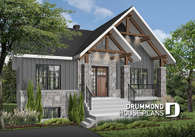 Color version 5 - Front - Small craftsman home plan, 2+ bedrooms, large kitchen with pantry, laundry on main - Nordika 2