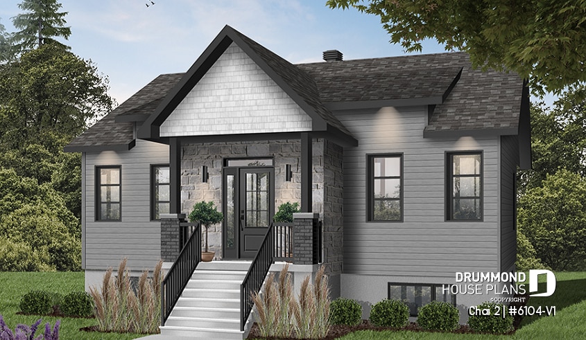 front - BASE MODEL - 2 bedroom affordable ranch style house plan with great kitchen et open floor plan concept - Chai 2