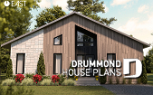 front - BASE MODEL - Environmentally friendly house plan, 1 to 4 beds, home office, 2 family rooms, fireplace, mezzanine - Interval