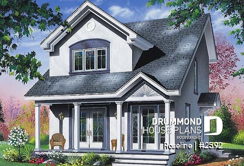 front - BASE MODEL - Narrow lot two-storey home with 3 bedrooms, laundry on main floor, walk-in closet in master - Roseline