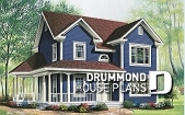 front - BASE MODEL - 3 bedroom farmhouse home plan, home office, closed foyer, open space, wraparound porch - Marion 2