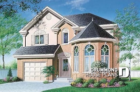 front - BASE MODEL - Victorian inspired 2-story house plan with garage, master suite on second floor - Sambal