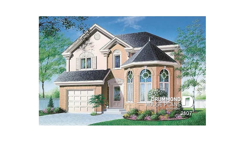 front - BASE MODEL - Victorian inspired 2-story house plan with garage, master suite on second floor - Sambal