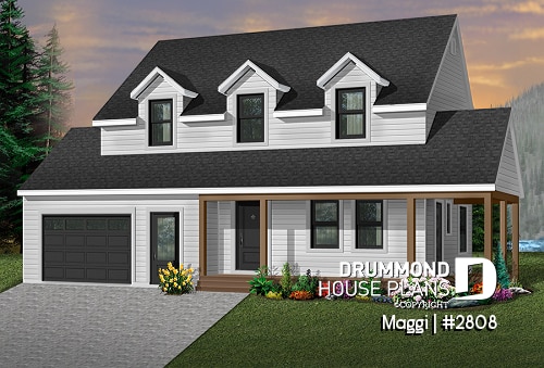 front - BASE MODEL - Traditional two-storey house plan, 3 bedrooms, master suite, large covered porch, great style - Maggi