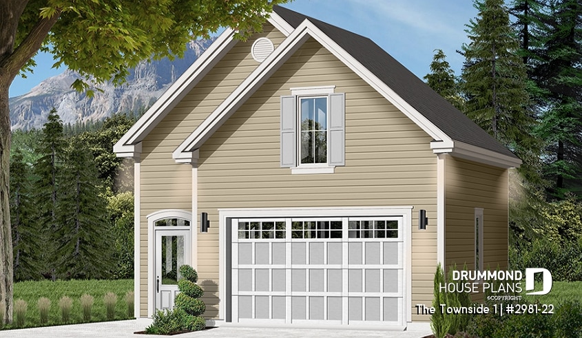 front - BASE MODEL - Country style Garage plan with storage on attic - The Townside 1