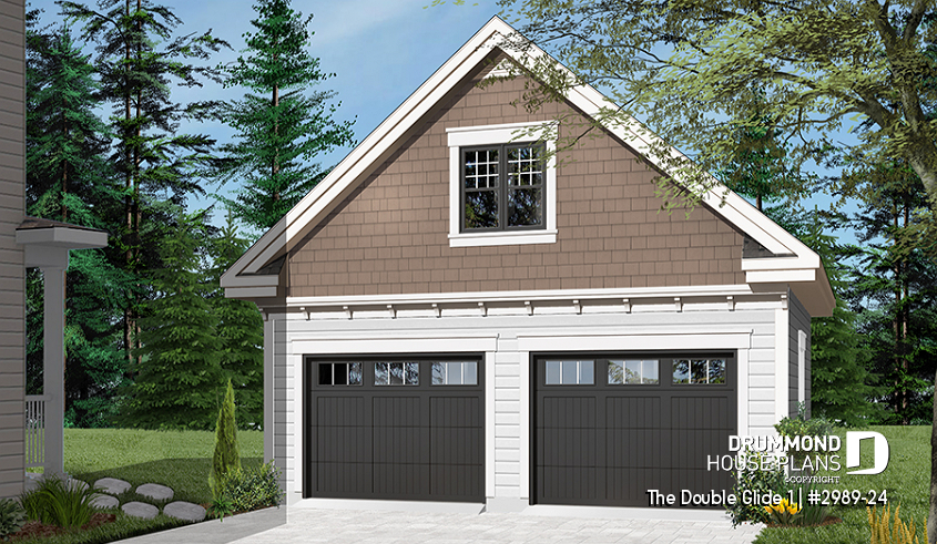 Color version 1 - Front - 2 story garage plan with bonus space in second floor! - The Double Glide 1
