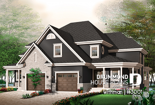 front - BASE MODEL - Duplex house design with lots of natural lights, open floor plan, pantry, laundry room, 3 large bedrooms - Withman