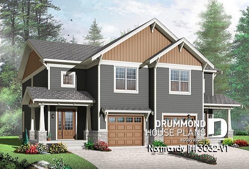 front - BASE MODEL - Craftsman Duplex design, open floor plan, master with walk-in & access to bath, laundry on second floor - Normandy