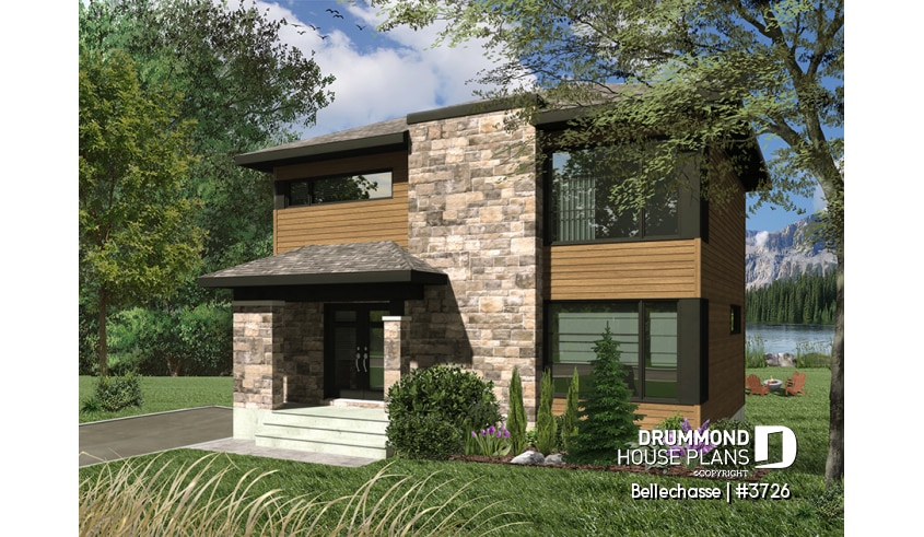 front - BASE MODEL - Modern two-storey house design, spacious floor plan, superb kitchen with island and pantry, 3 good size beds - Bellechasse