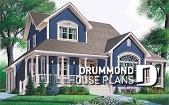 front - BASE MODEL - Charming 3 bedroom country cottage house plan, formal living and dining room, 2-car garage - The Grange 2