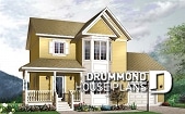 front - BASE MODEL - 3 bedroom victorian house plan with garage, great kitchen, laundry room on main floor - Honor