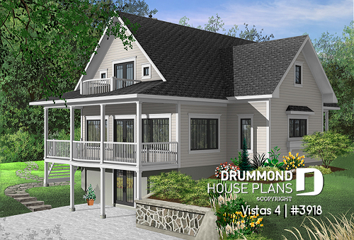 Color version 4 - Rear - Perfect country cotta plan, master suite w/fireplac, large terrace, 9' ceiling on main, 3 to 4 beds, 3.5 baths - Vistas 7
