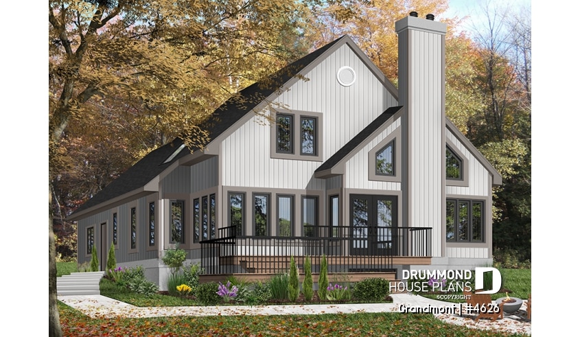 Color version 6 - Rear - Lakefront house plan, grand Master Suite with witting area, open floor plan and large bonus space - Grandmont