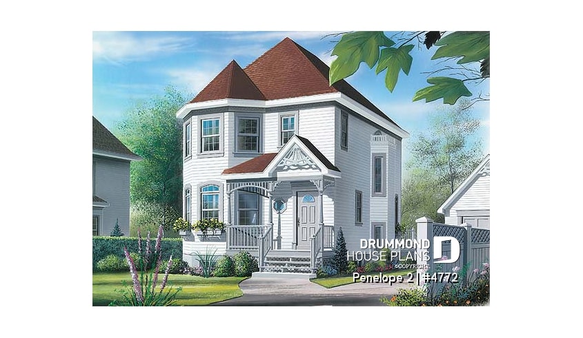 front - BASE MODEL - Victorian inspired 2 storey-house plan with 3 bedrooms - Penelope 2