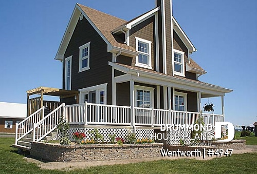 front - BASE MODEL - 3 bedroom country cottage, master bedroom with private balcony, open floor plan concept - Wentworth