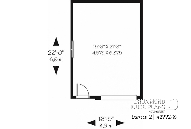 1st level - One-car garage plan, perfect style for any kind of houses - Lawson 2