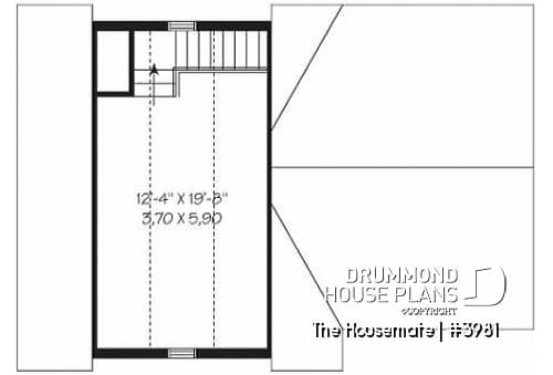 2nd level - 3-car garage plan, with storage room in second floor - The Housemate
