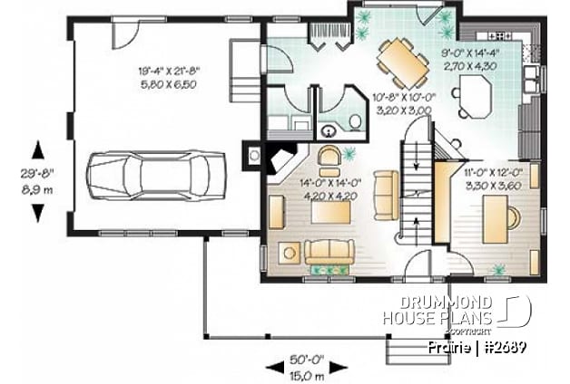 1st level - Beautiful traditional home plan, side loading 2-car garage, 3+ bedrooms, large bonus room and home office - Prairie