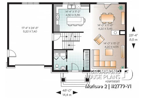 1st level - Inviting 2 storey affordable Craftsman home, 3 bedrooms, large kitchen island, open floor plan - Marlowe 2