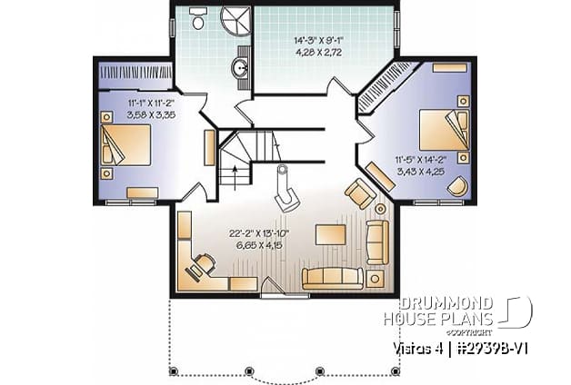 Basement - Vacation home design, 3 to 4 bedrooms, 2 family rooms, open floor plan, walkout basement - Vistas 4
