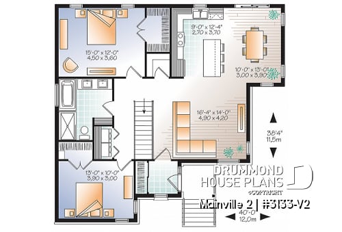 1st level - Modern house plan with great kitchen island and open floor plan concept, lots of storage - Mainville 2
