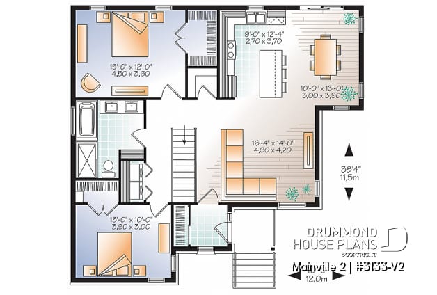 1st level - Modern house plan with great kitchen island and open floor plan concept, lots of storage - Mainville 2