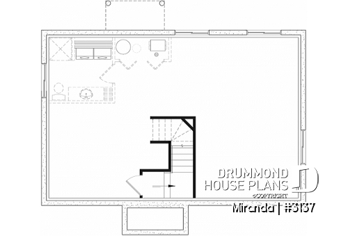 Basement - Economical Modern Rustic Starter home design with open floor plan concept - Miranda