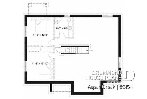 Basement - Rustic home design bungalow with 3 bedrooms on main floor, open floor plan concept, fireplace - Aspen Creek