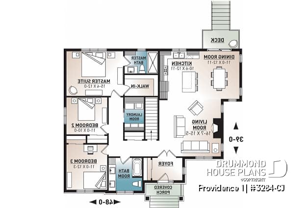 1st level - 3 bedroom Craftsman inspired home with master suite, laundry rooom, open kitchen / family room concept - Providence 1