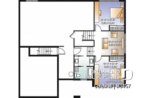 Basement - Cube-shaped house plan, 4bedrooms 3 bathrooms, open floor plan, kitchen island, home office, media room - Caldwell