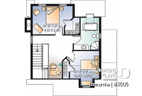 2nd level - Affordable first home, transitional house plan with scandinavian feel,, covered porch, fireplace,  - Lamarche