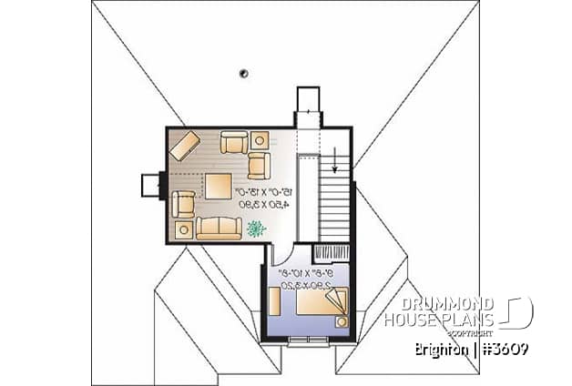 2nd level - European style house plan, 3 bedroom with 2 living rooms, large kitchen and garage - Brighton