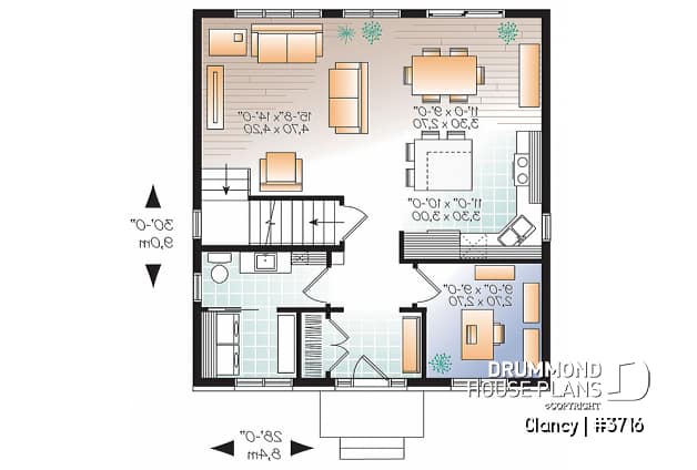 1st level - Economical English style 3 bedrooms home, open floor plan, home office and laundry room on main floor - Clancy