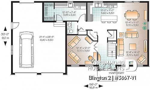 1st level - Large, economical, 4 bedroom Craftsman home, great laundry & pantry area, master suite - Ellington 2