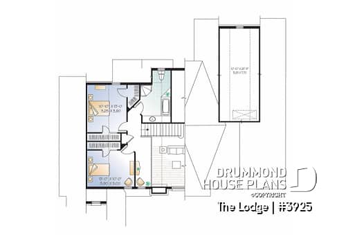 2nd level - Mountain style 5 bedrooms cottage plan, 2 master suites, open concept, cathedral ceiling, walkout basement - The Lodge