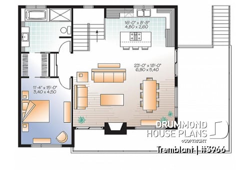 2nd level - Contemporary cottage plan, 3-4 beds, 2 family rooms large balcony, main living on second floor  - Tremblant
