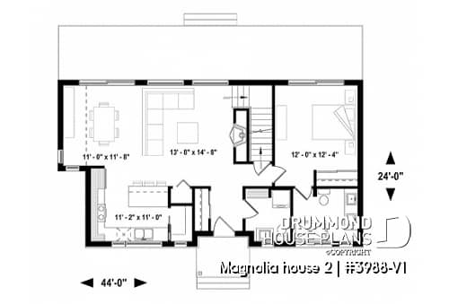 1st level - Modern Farmhouse home plan with open concept, great kitchen with island, master bedroom with ensuite and more - Magnolia house 2